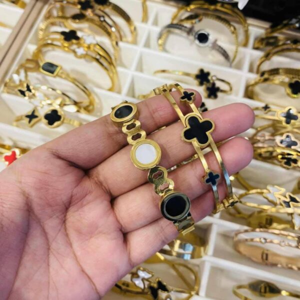 Women Gold Plated Stailness Steel Bangle Style Bracelet