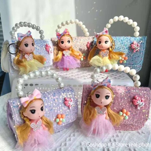 Glittery baby doll pearl bag