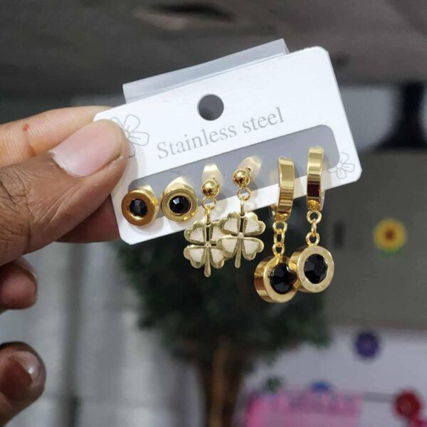 3 Pairs stainless steal earrings set