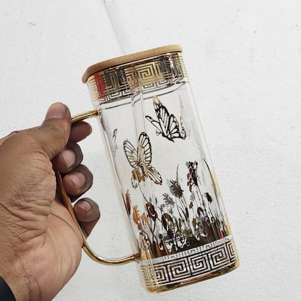 Butterfly printed golden Glass