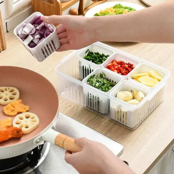 Fridge Organisor + Vegetable Washer 6 Storage Box